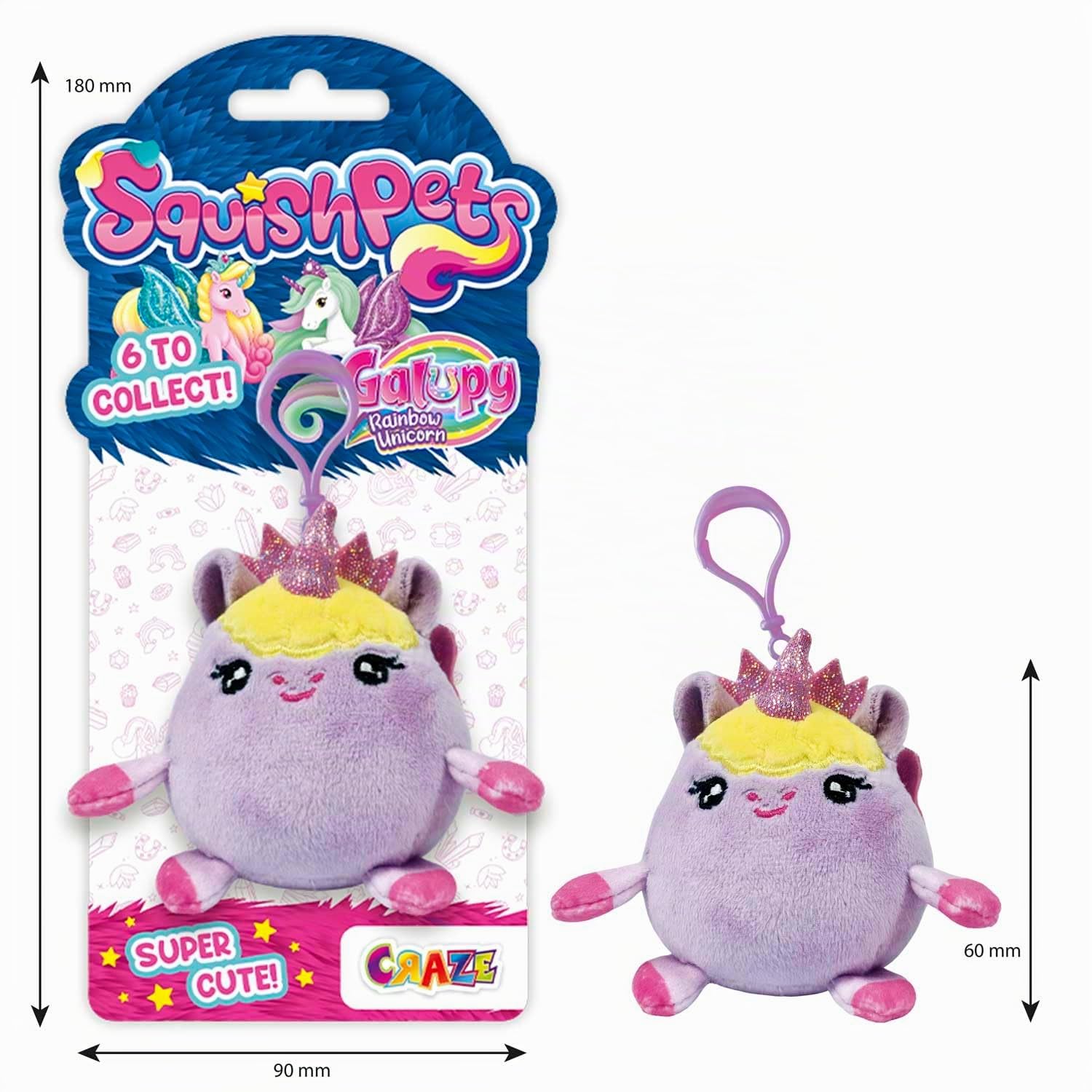 craze-squishpets-galupy-rainbow-unicorn-pl-schtier-rosa-6-cm image 3