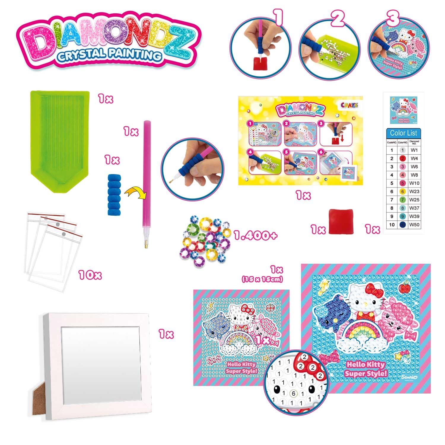 craze-diamondz-hello-kitty-diamond-painting-set-15x15-mit-rahmen image 3