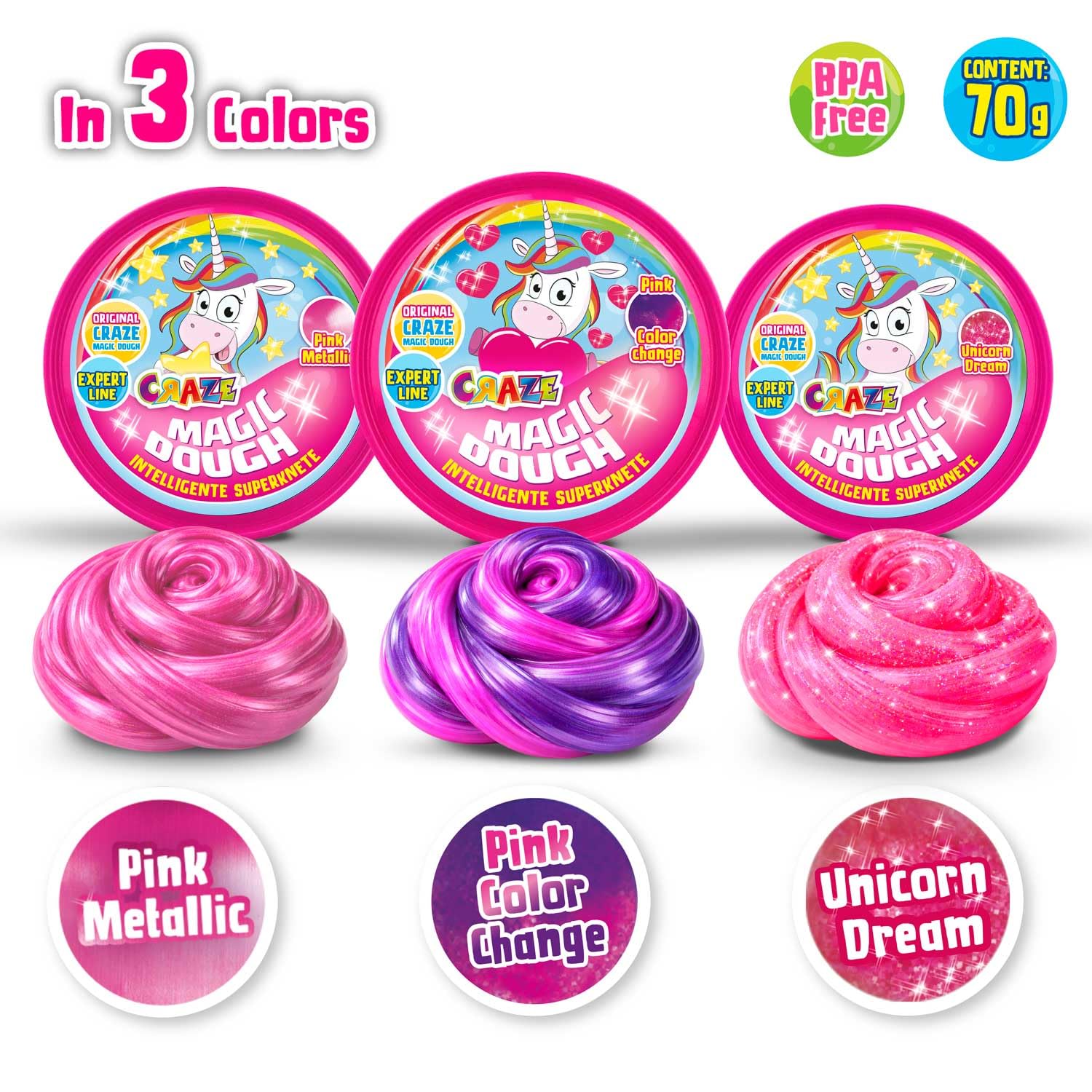 craze-magic-dough-expert-unicorn-intelligente-knete-70g-pink image 3