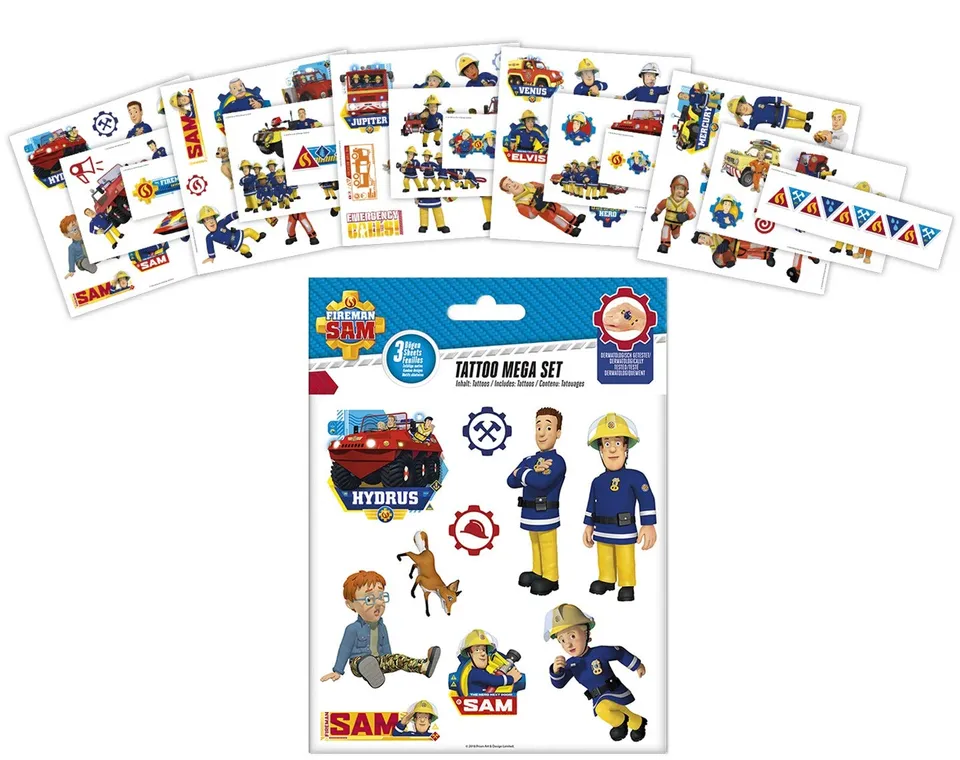 craze-feuerwehrmann-sam-klebetattoos-mega-set-3-b-gen-kindertattoos image 1
