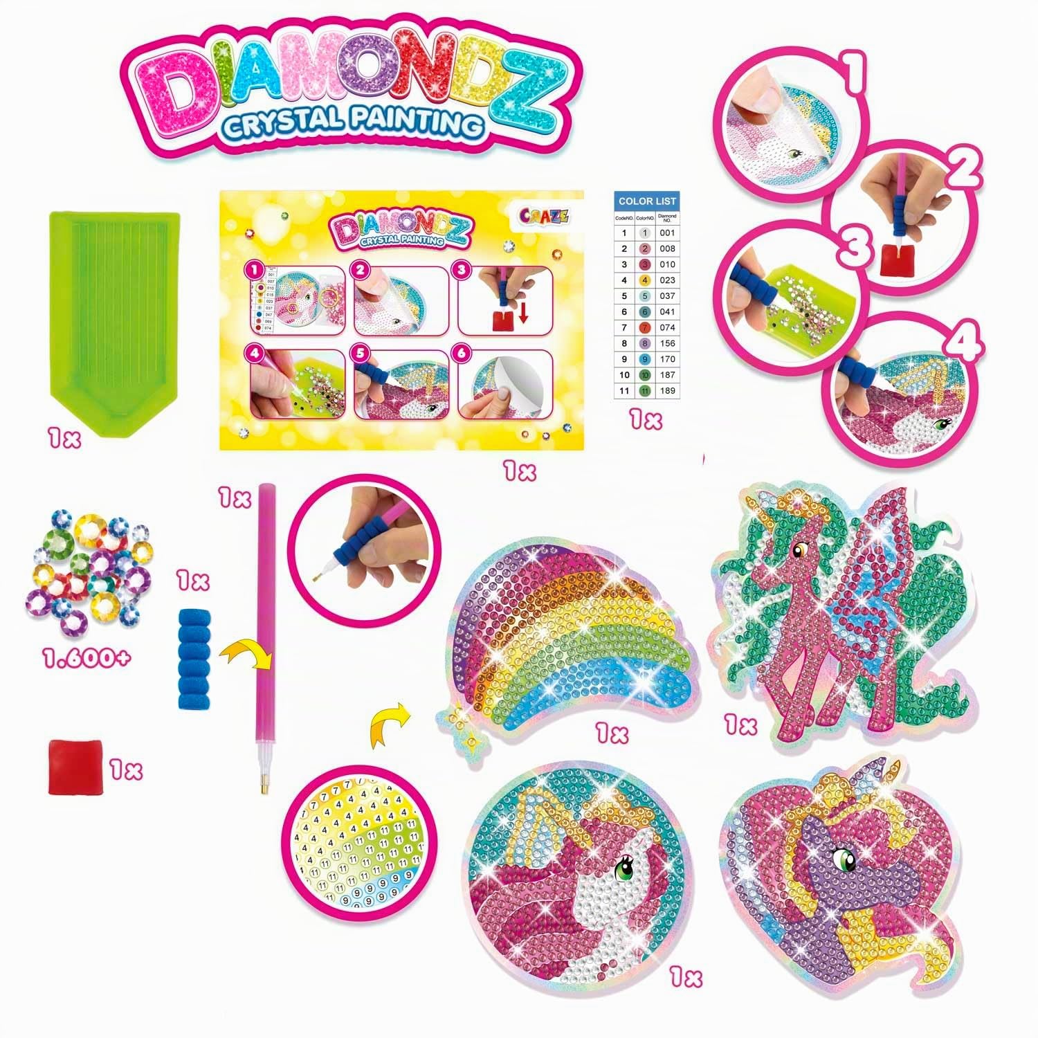 craze-diamondz-galupy-unicorn-diamond-painting-sticker-starter-set image 7