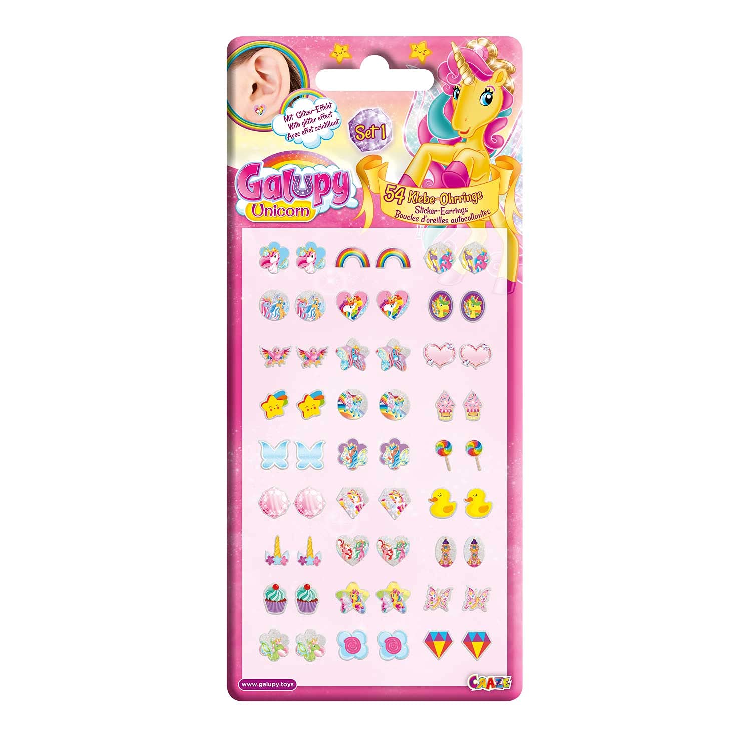 craze-galupy-unicorn-klebeohrringe-m-dchen-27-paar-einhorn image 2