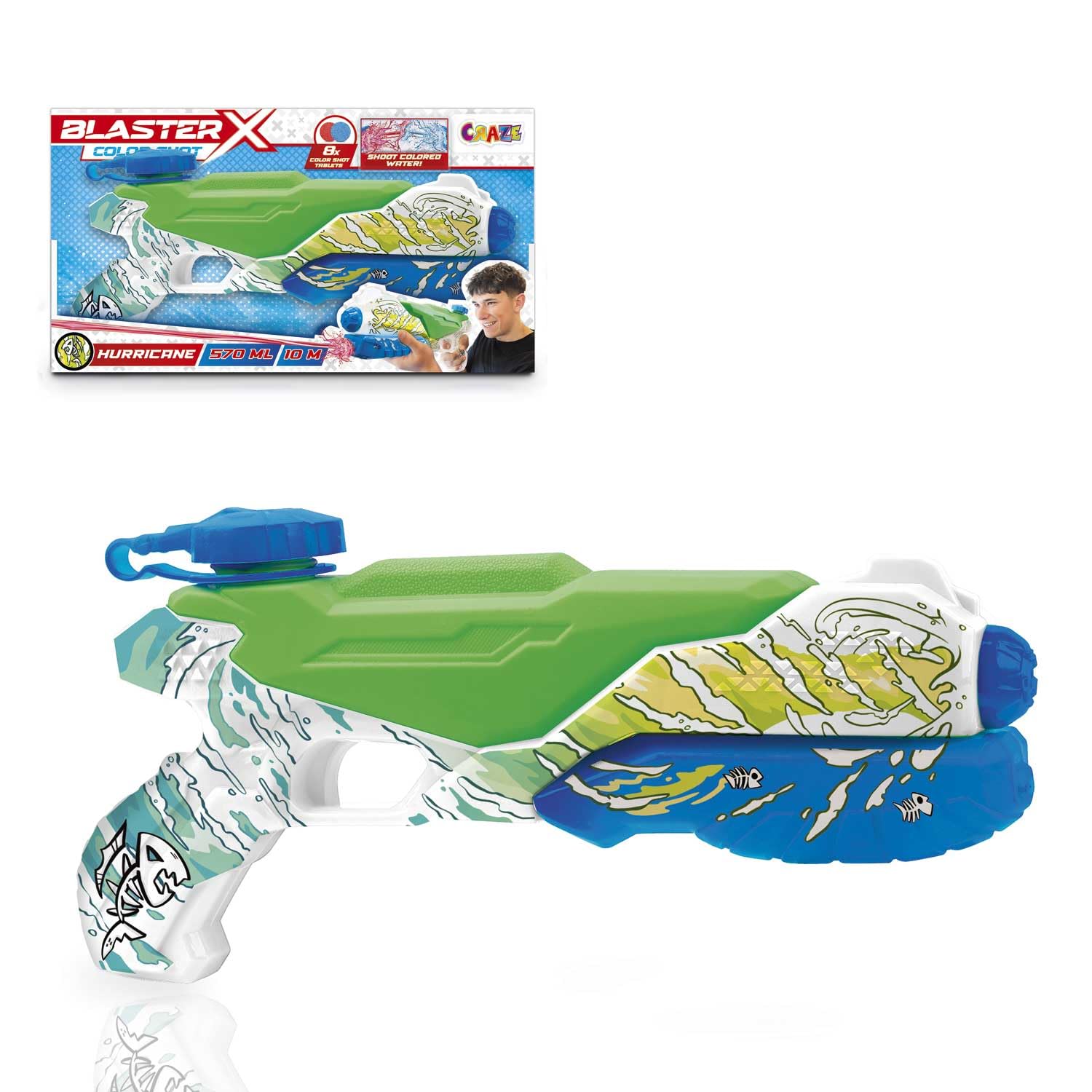 craze-blaster-x-large-wasserpistole-40cm-mit-farbtabletten-10m image 1