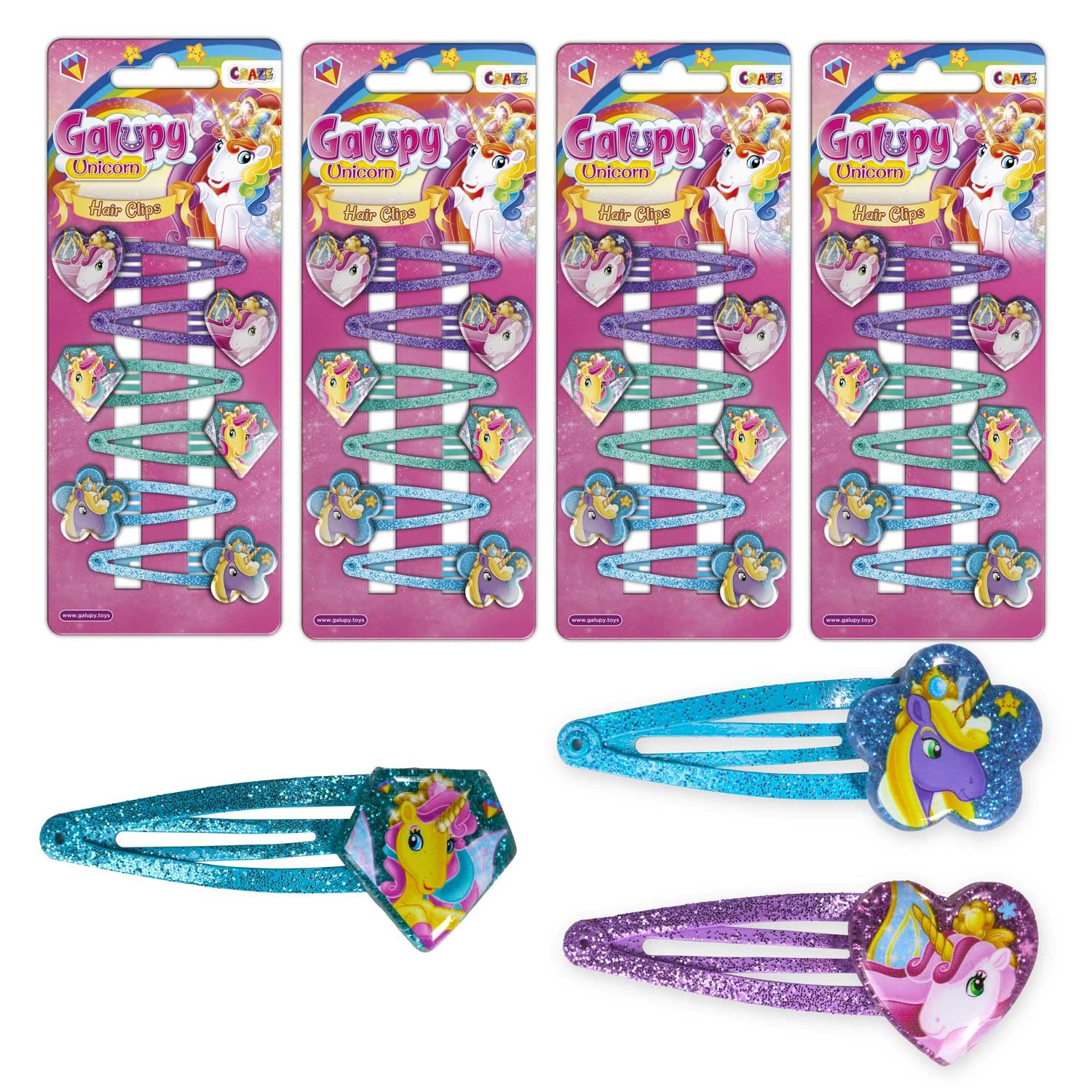 craze-galupy-unicorn-haarspangen-megaset-24-hair-clips-einhorn image 1