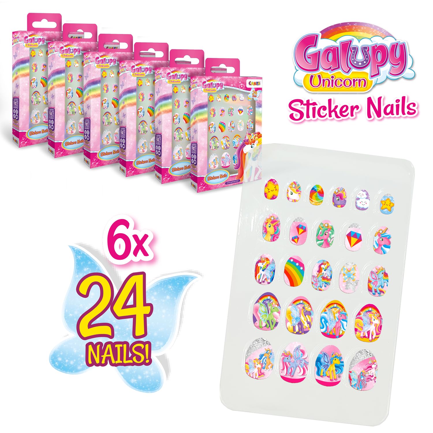 craze-galupy-unicorn-kindern-gel-zum-aufkleben-144er-pack-glitzer image 2
