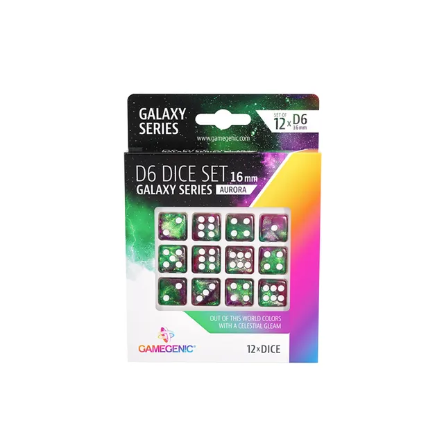 gamegenic-galaxy-aurora-d6-dice-set-16mm-w-rfelset-12er-acryl image 1