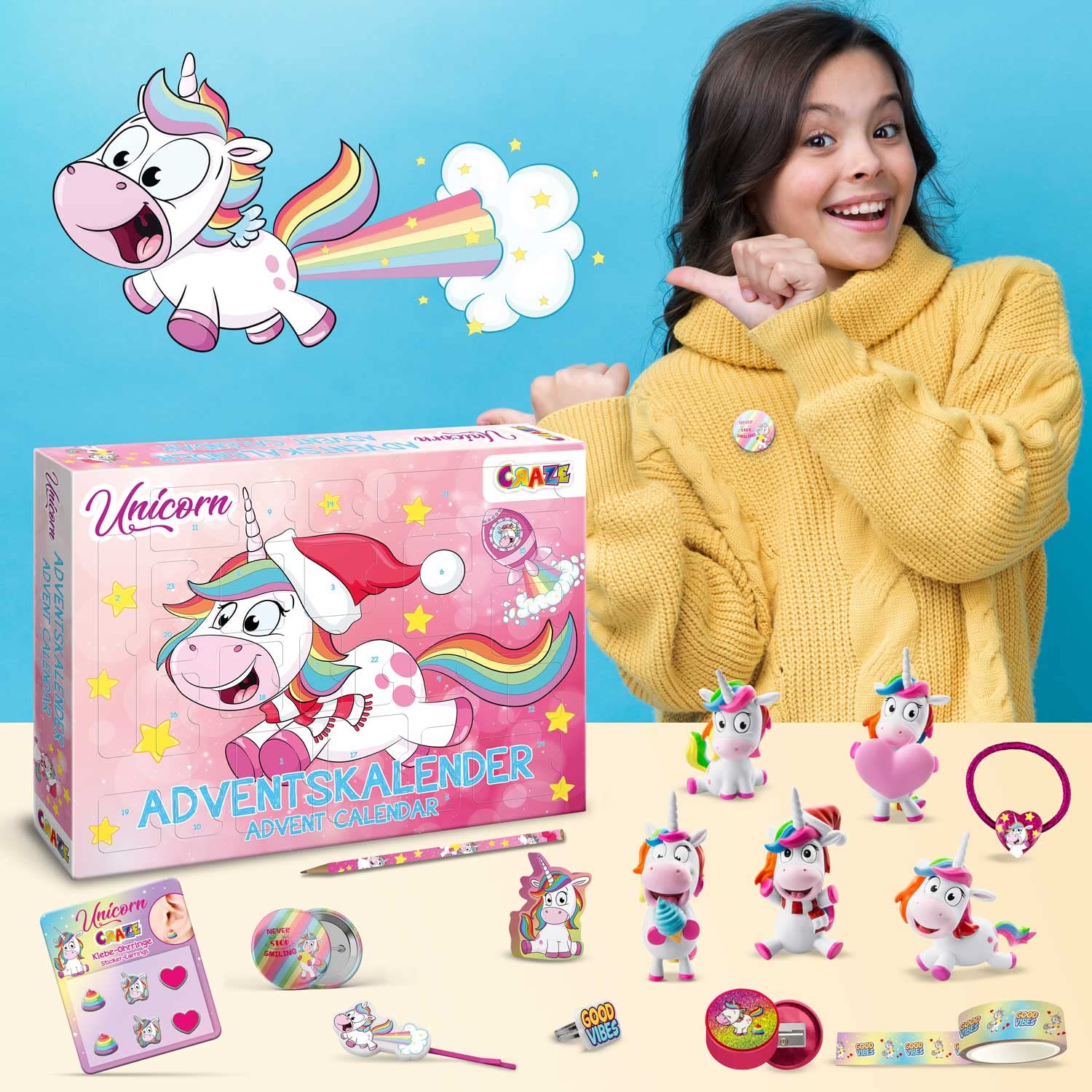 craze-unicorn-einhorn-adventskalender-f-r-kinder-rosa-24-teile image 2