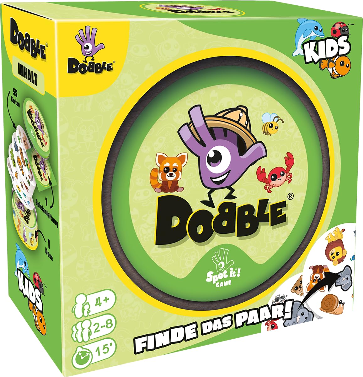 asmodee-dobble-kids-kartenspiel-eco-sleeves-tiermotive image 1