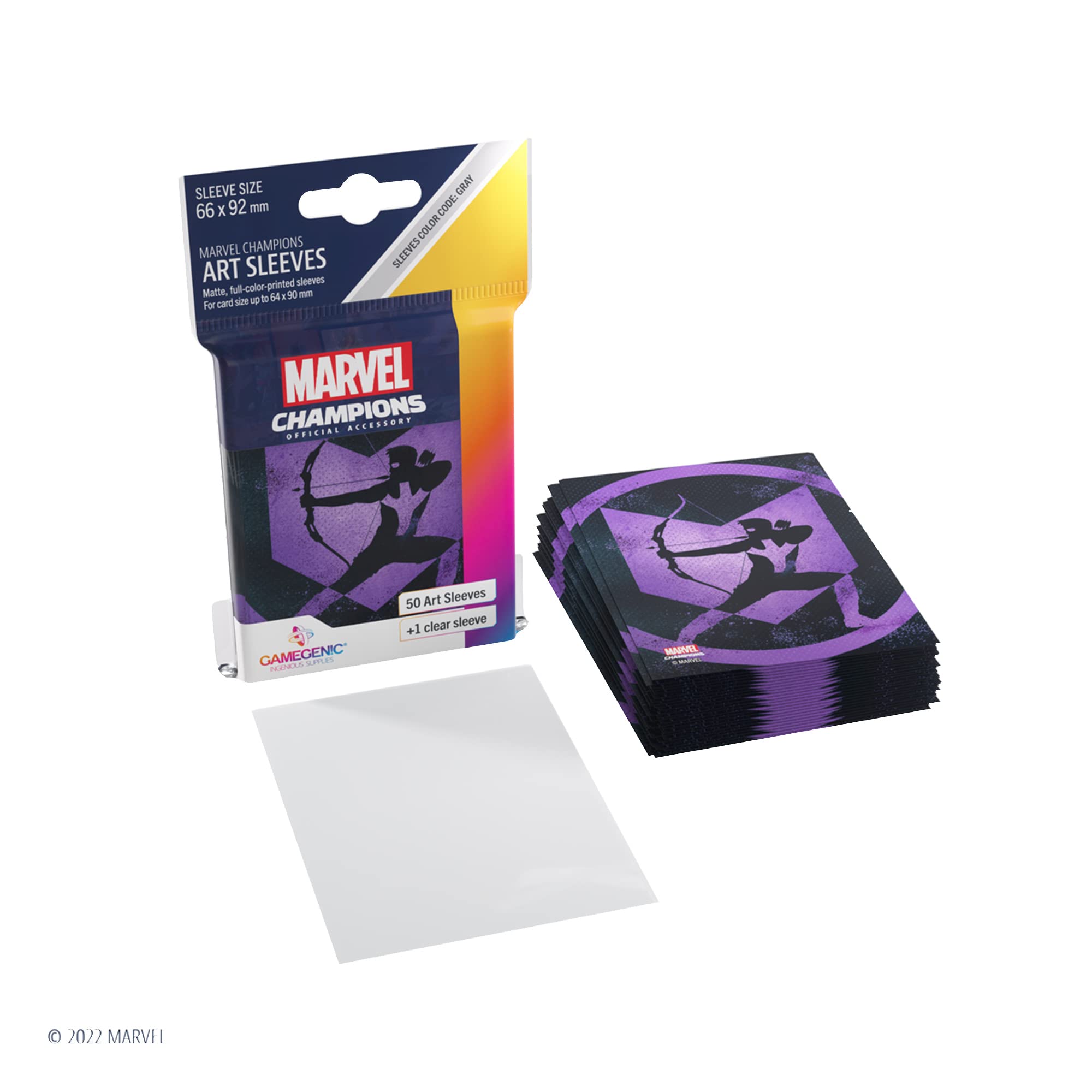 gamegenic-marvel-champions-sleeves-hawkeye-kartenh-llen-50er-grau image 2
