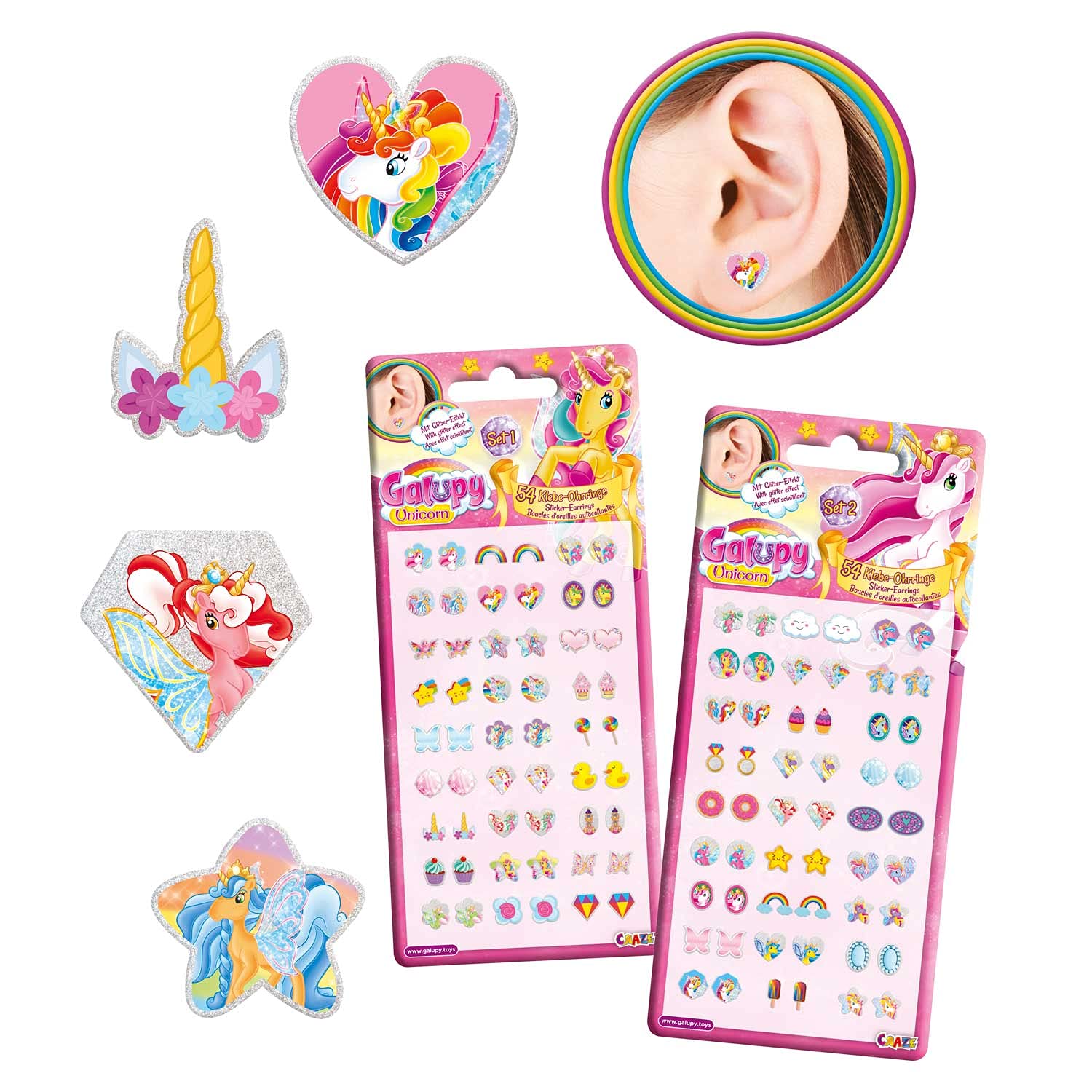 craze-galupy-unicorn-klebeohrringe-m-dchen-27-paar-einhorn image 4
