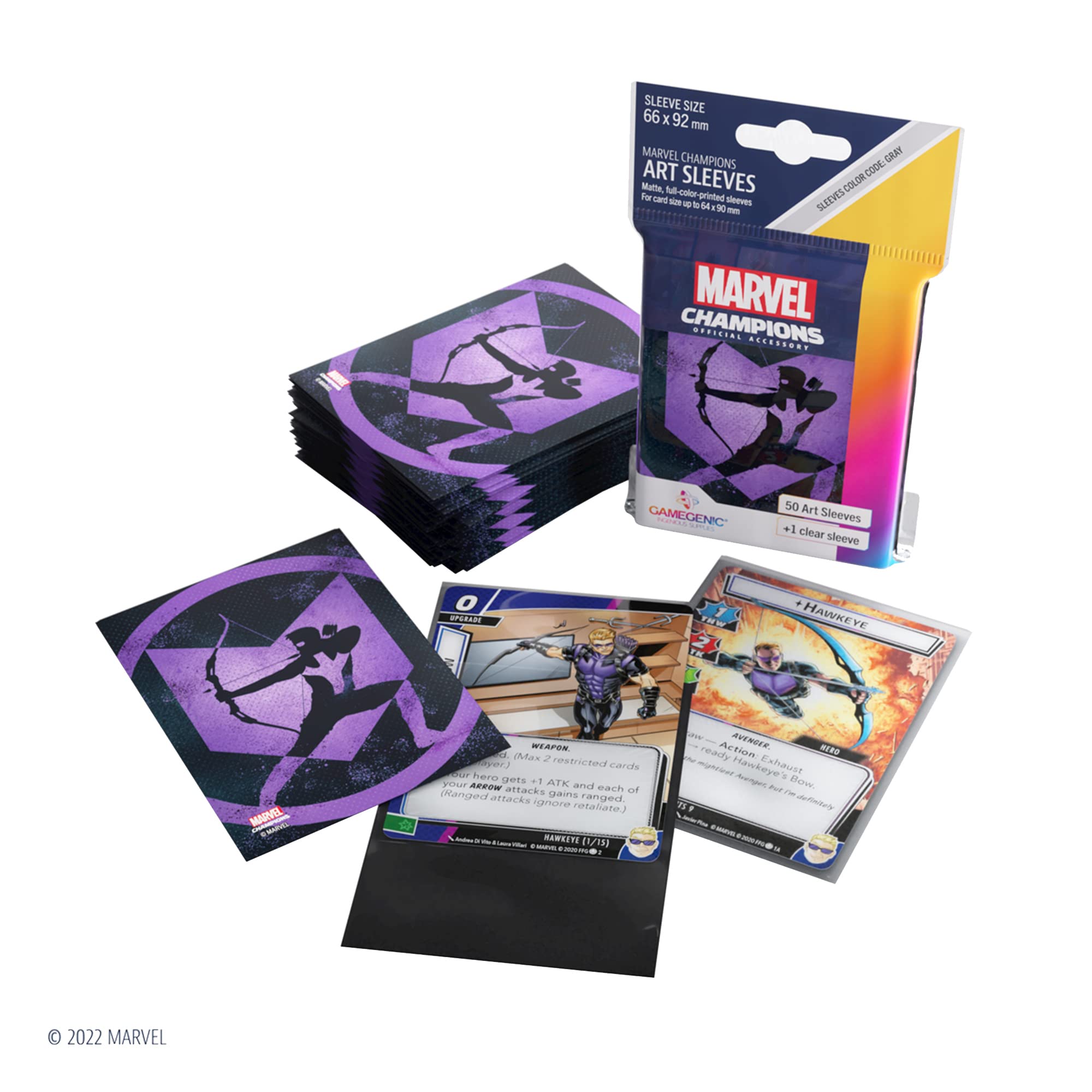 gamegenic-marvel-champions-sleeves-hawkeye-kartenh-llen-50er-grau image 3