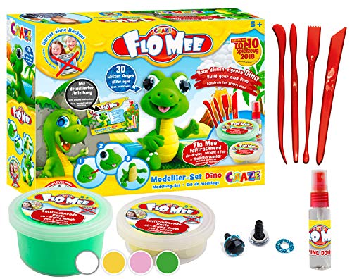 craze-flo-mee-dino-knete-modellier-set-4-farben-lufttrocknend image 8