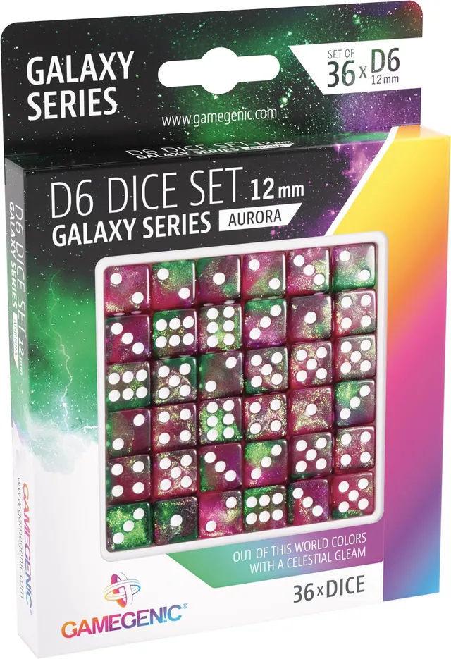 gamegenic-galaxy-aurora-d6-dice-set-12mm-w-rfelset-36er-acryl image 1