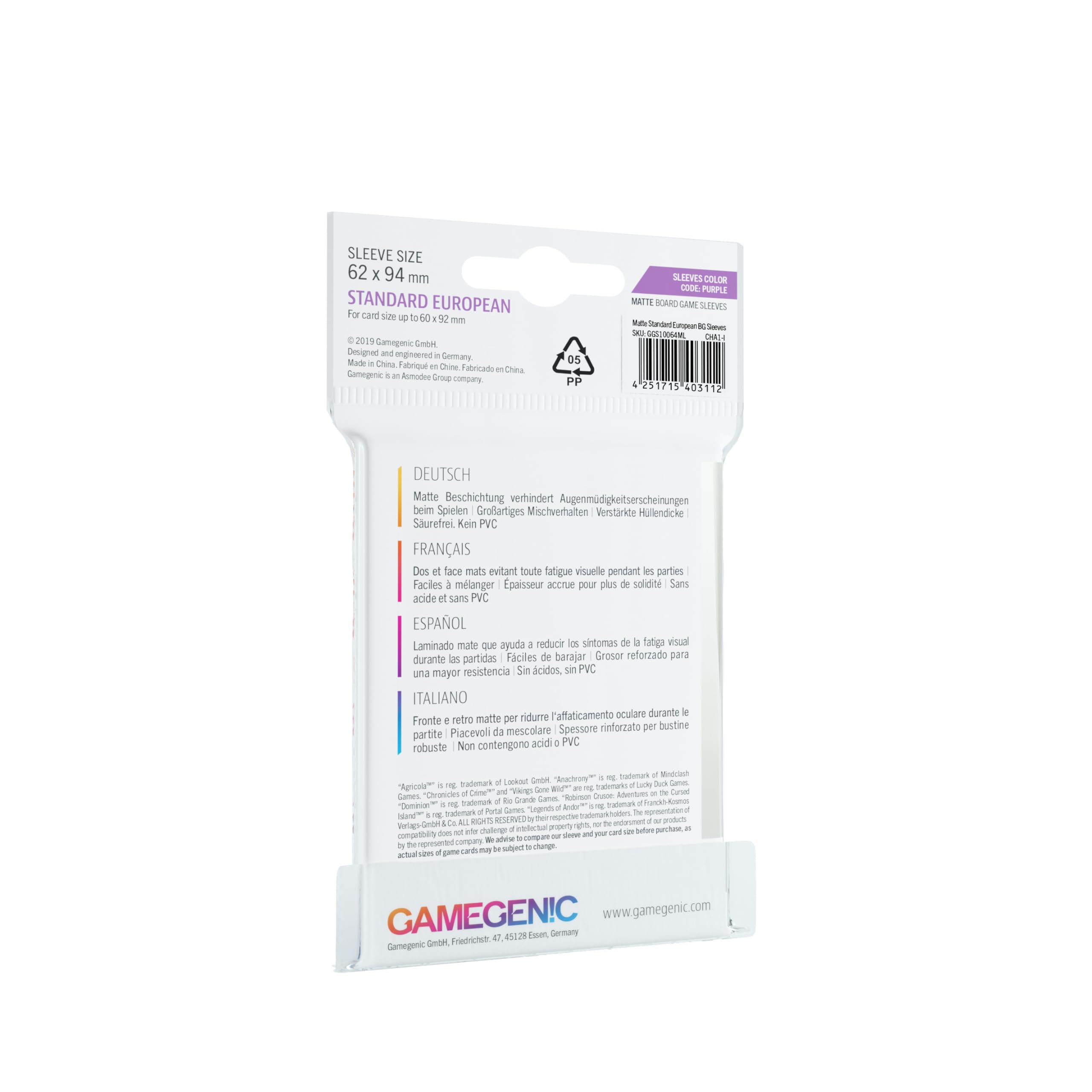 gamegenic-matte-standard-european-sized-sleeves-kartenh-llen image 2