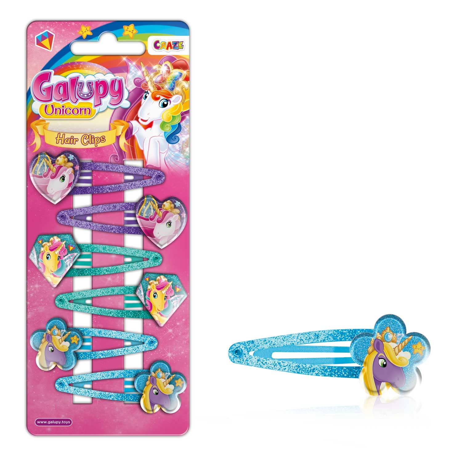 craze-galupy-unicorn-haarspangen-6-st-ck-einhorn-3-designs image 1