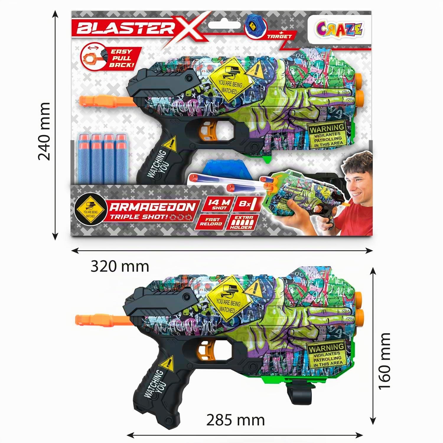 craze-blaster-x-fury-schaumstoff-blaster-30cm-mit-8-darts-14m image 6