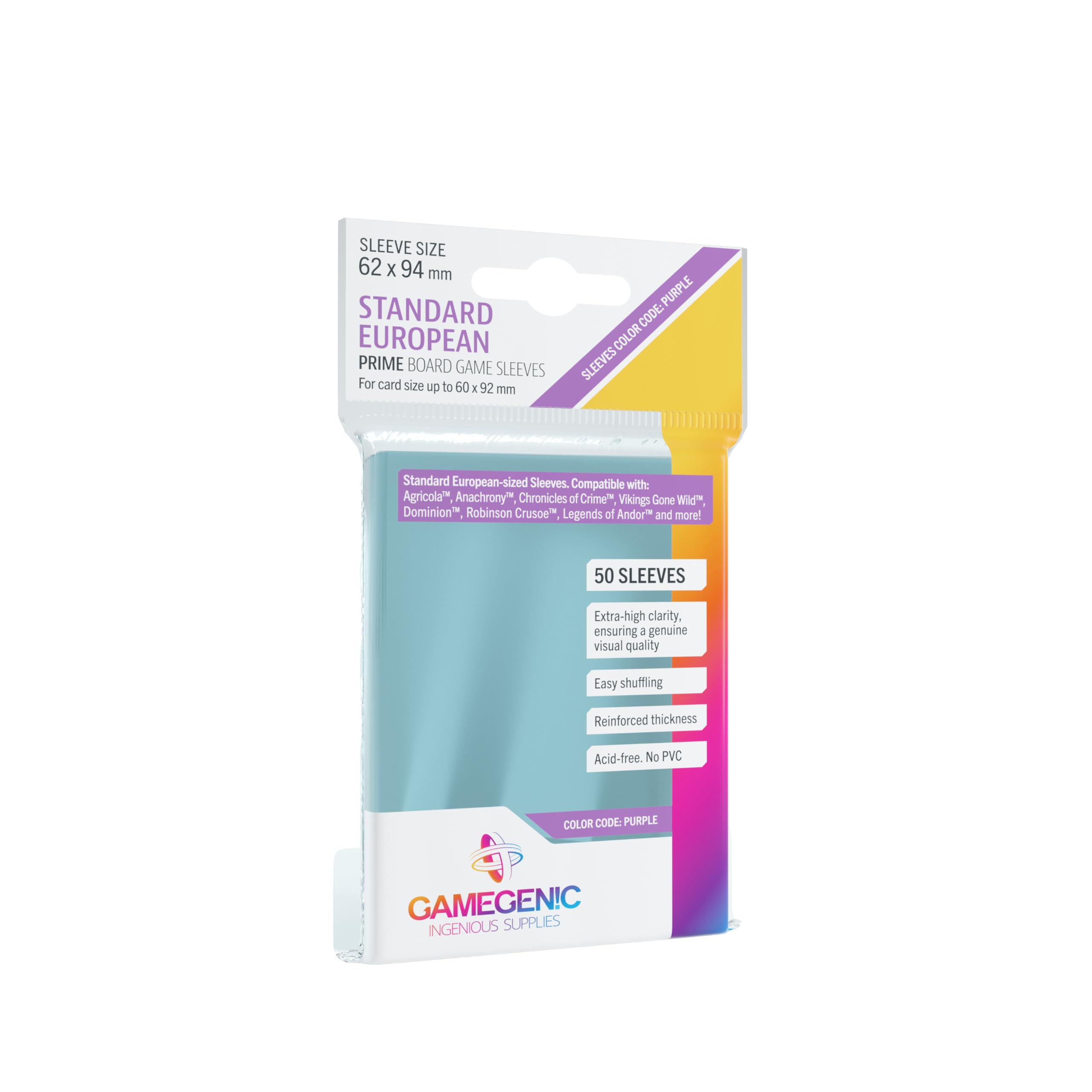 gamegenic-prime-standard-european-sleeves-50-transparent image 1