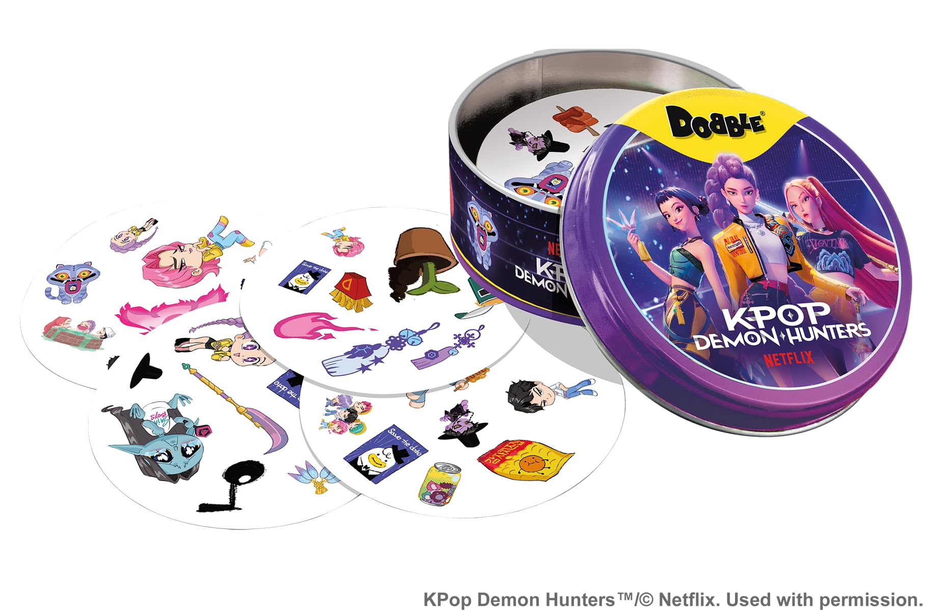 dobble-k-pop-demon-hunters-familienspiel-kartenspiel-blechdose image 5