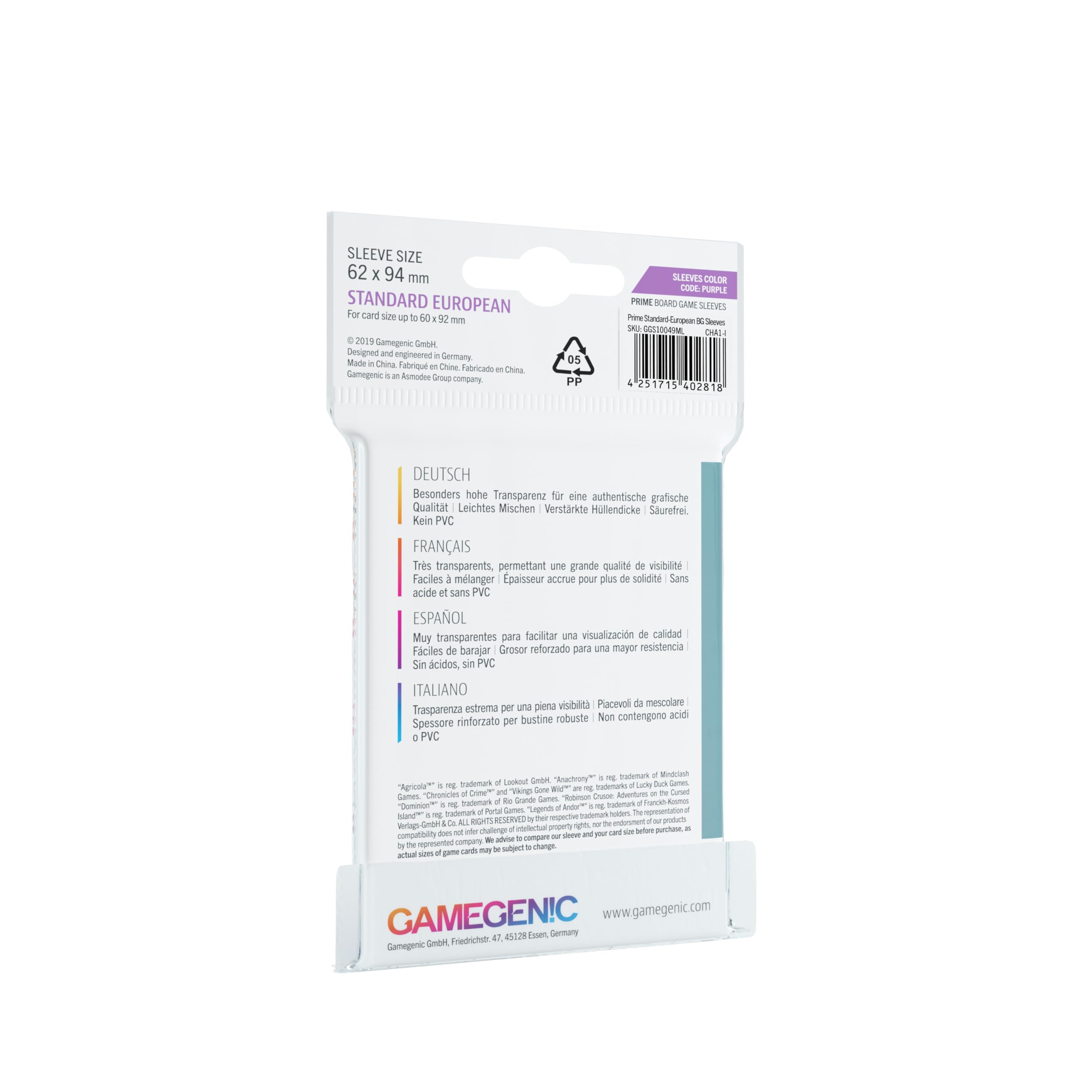 gamegenic-prime-standard-european-sleeves-50-transparent image 2