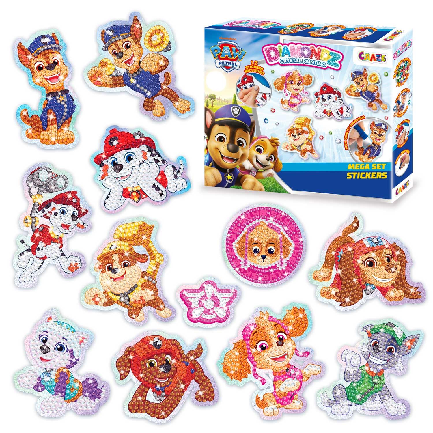 craze-diamondz-paw-patrol-mega-sticker-diamond-painting-12-vorlagen image 1