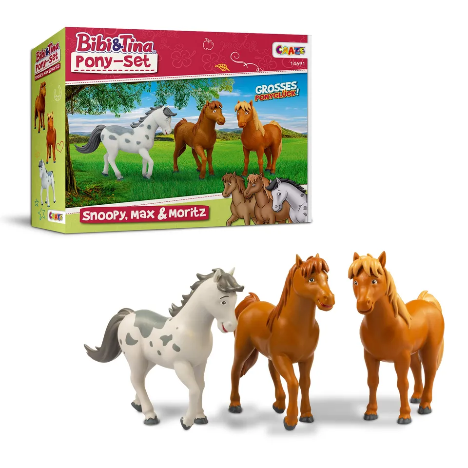 craze-bibi-tina-14691-ponyset-3-ponyfiguren-snoopy-max-moritz image 1