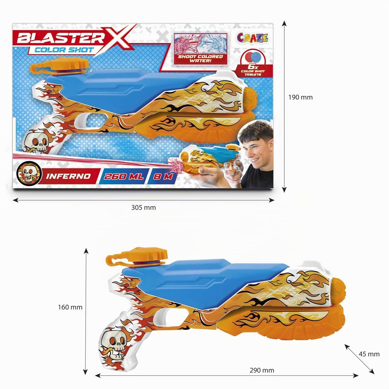 craze-blaster-x-wasserpistole-medium-30cm-mit-farbtabletten image 6