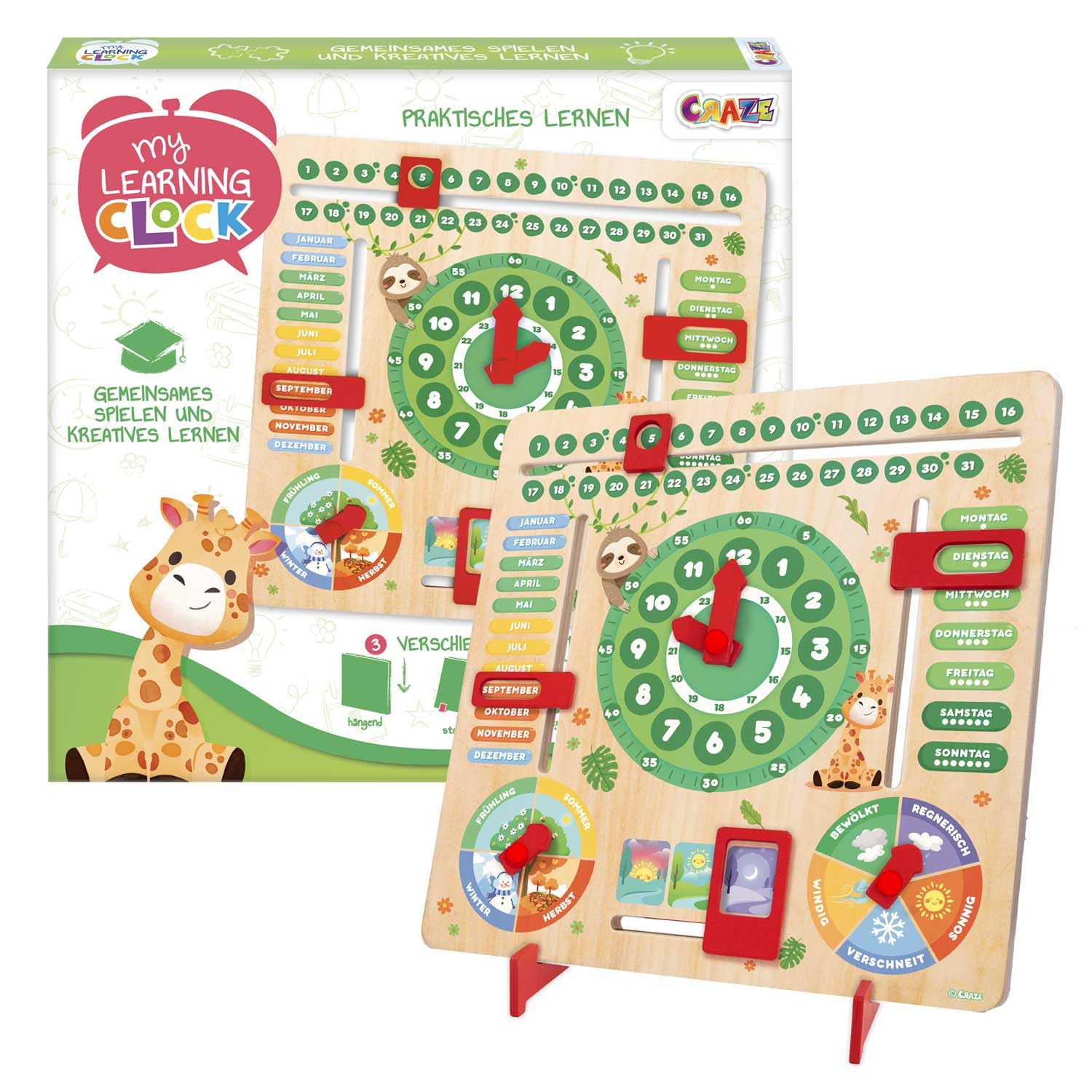 craze-my-learning-clock-princess-lernuhr-holz-deutsch-lila image 8