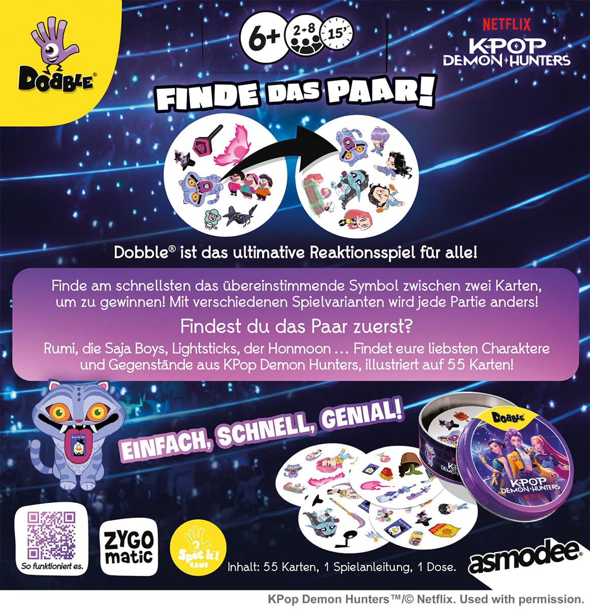 dobble-k-pop-demon-hunters-familienspiel-kartenspiel-blechdose image 4