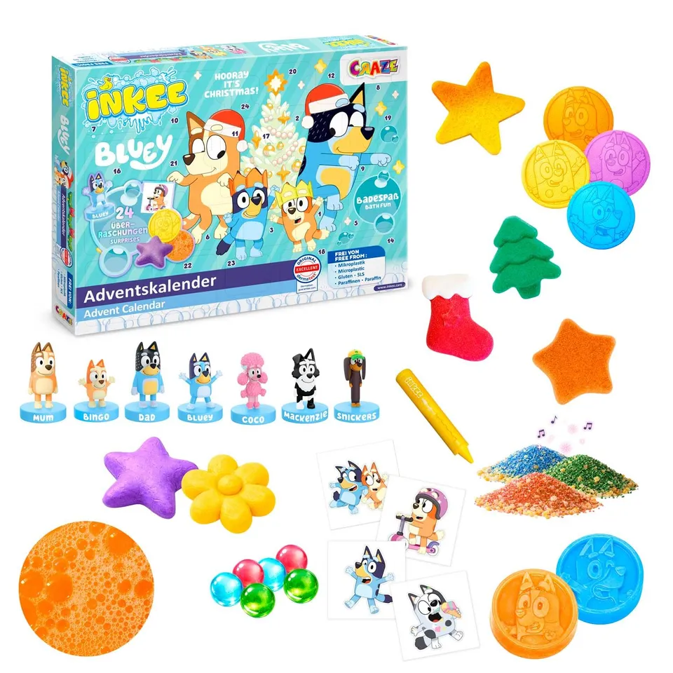 craze-inkee-bluey-adventskalender-2026-badespa-24-teile image 1