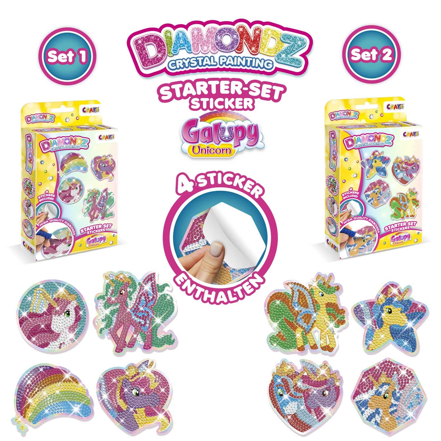 craze-diamondz-galupy-unicorn-diamond-painting-sticker-starter-set image 2