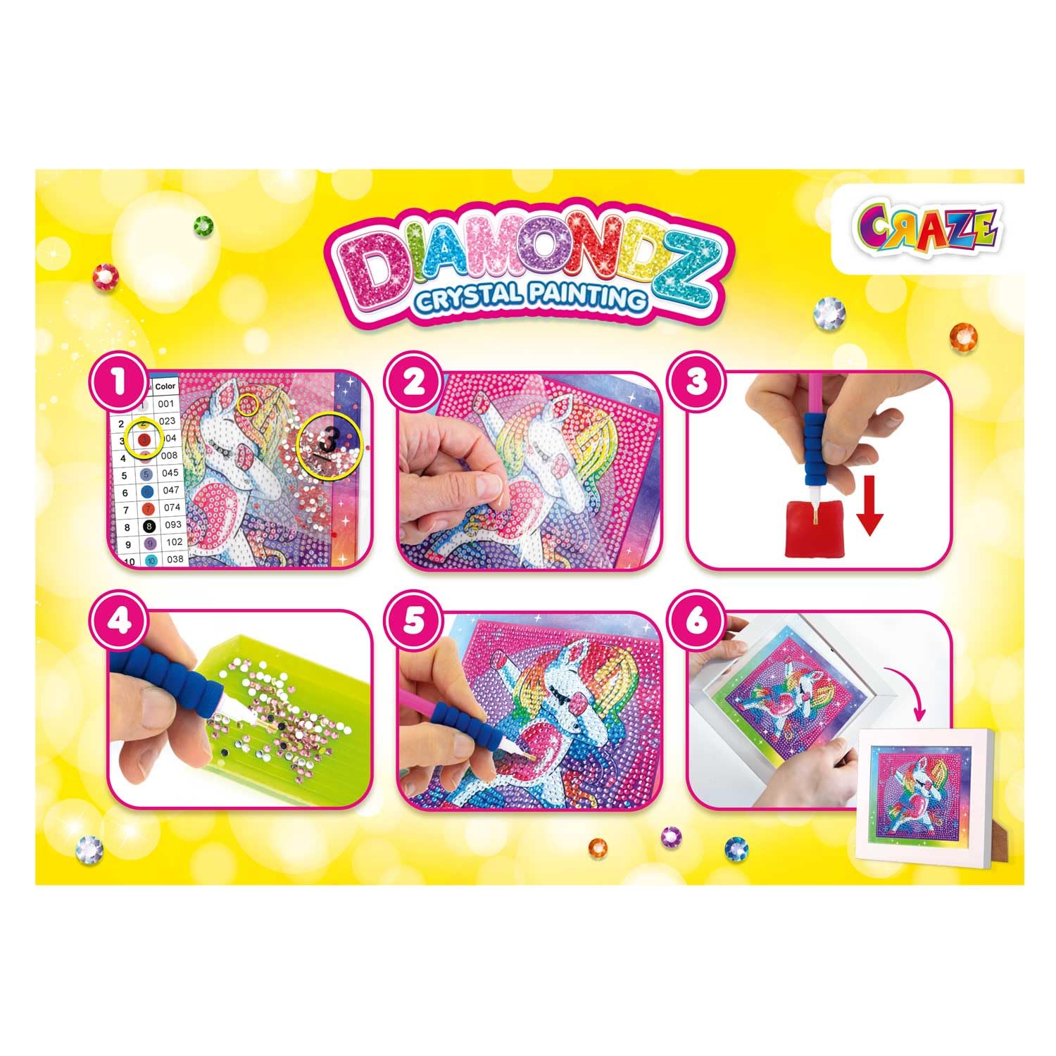 craze-diamondz-crystal-painting-starter-set-einhorn-mit-rahmen image 3