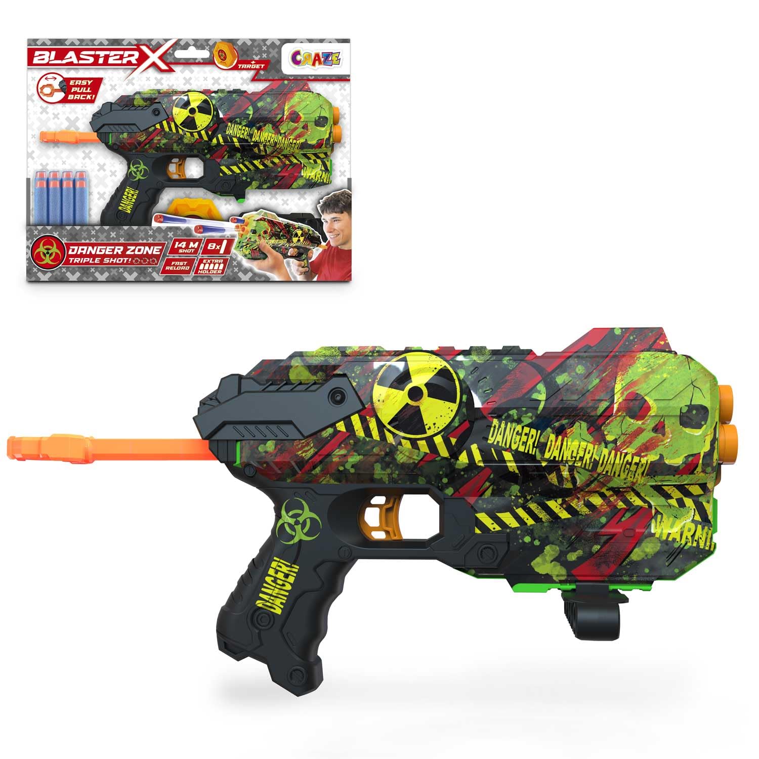 craze-blaster-x-fury-schaumstoff-blaster-30cm-mit-8-darts-14m image 1