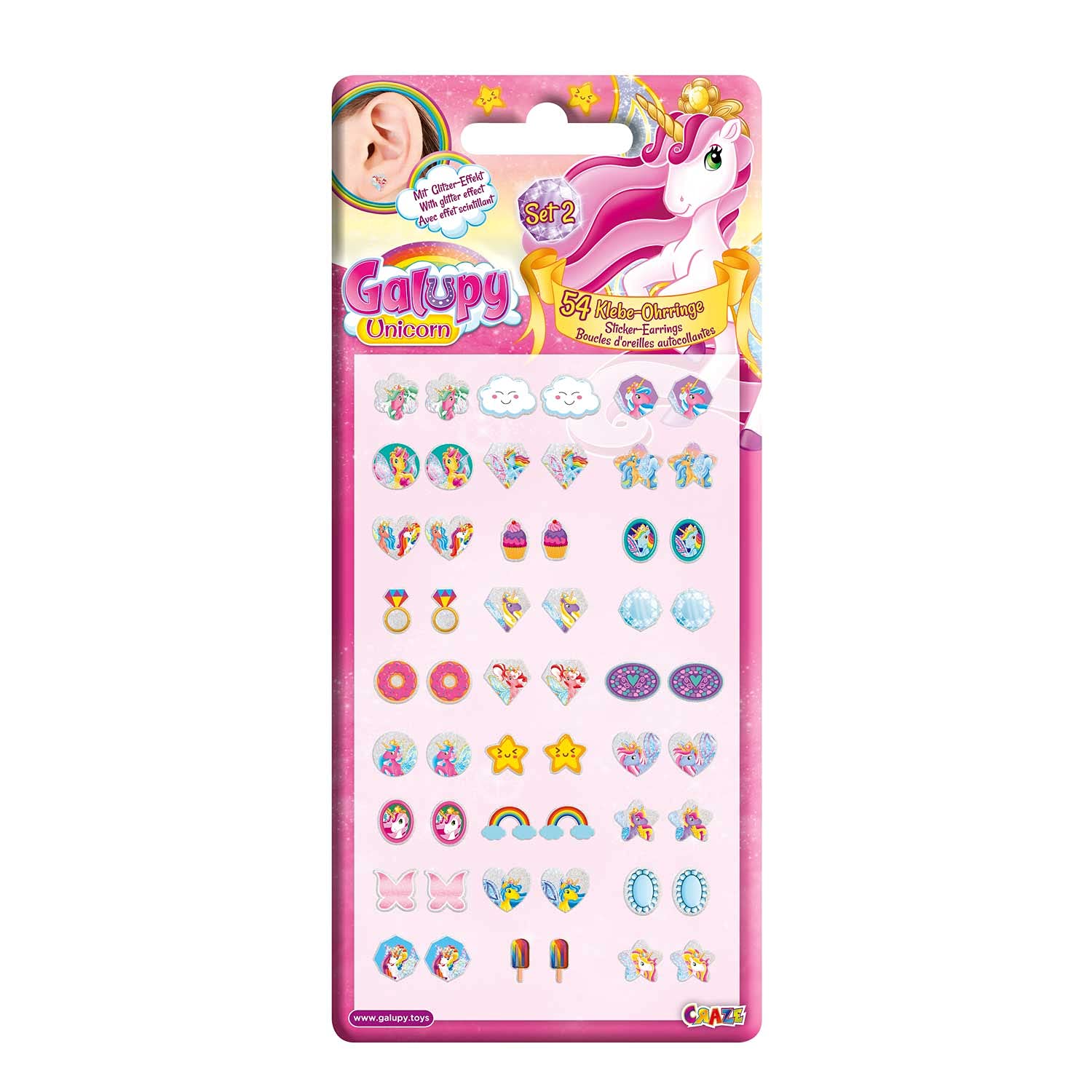 craze-galupy-unicorn-klebeohrringe-m-dchen-27-paar-einhorn image 3