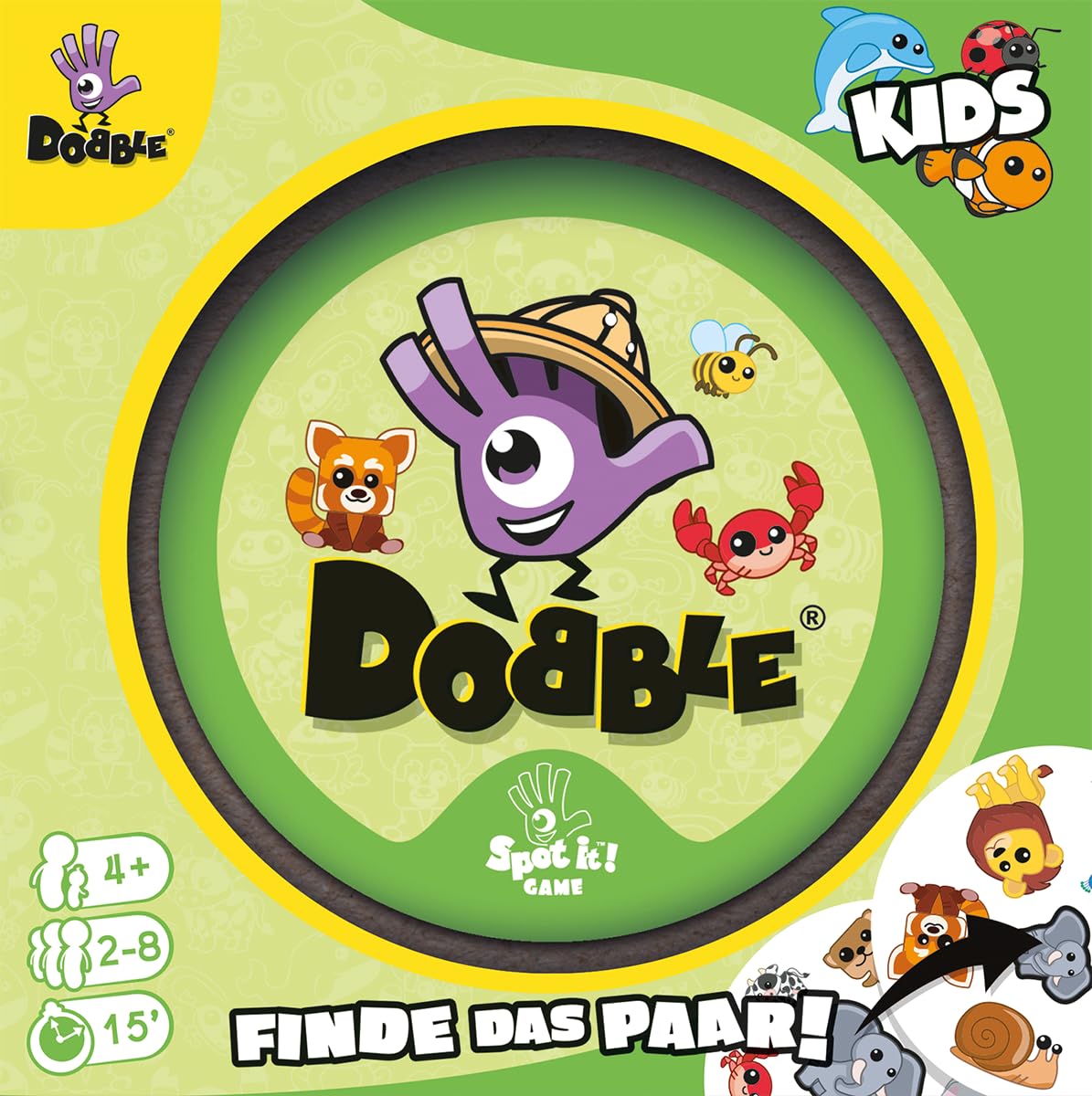 asmodee-dobble-kids-kartenspiel-eco-sleeves-tiermotive image 2