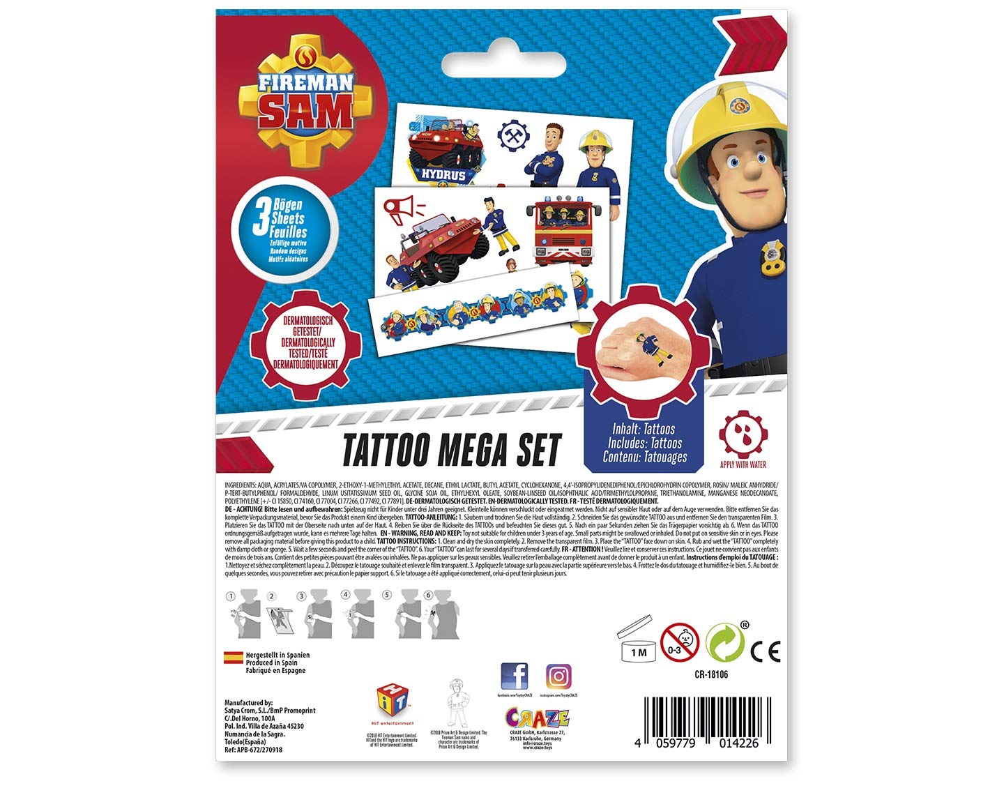 craze-feuerwehrmann-sam-klebetattoos-mega-set-3-b-gen-kindertattoos image 4