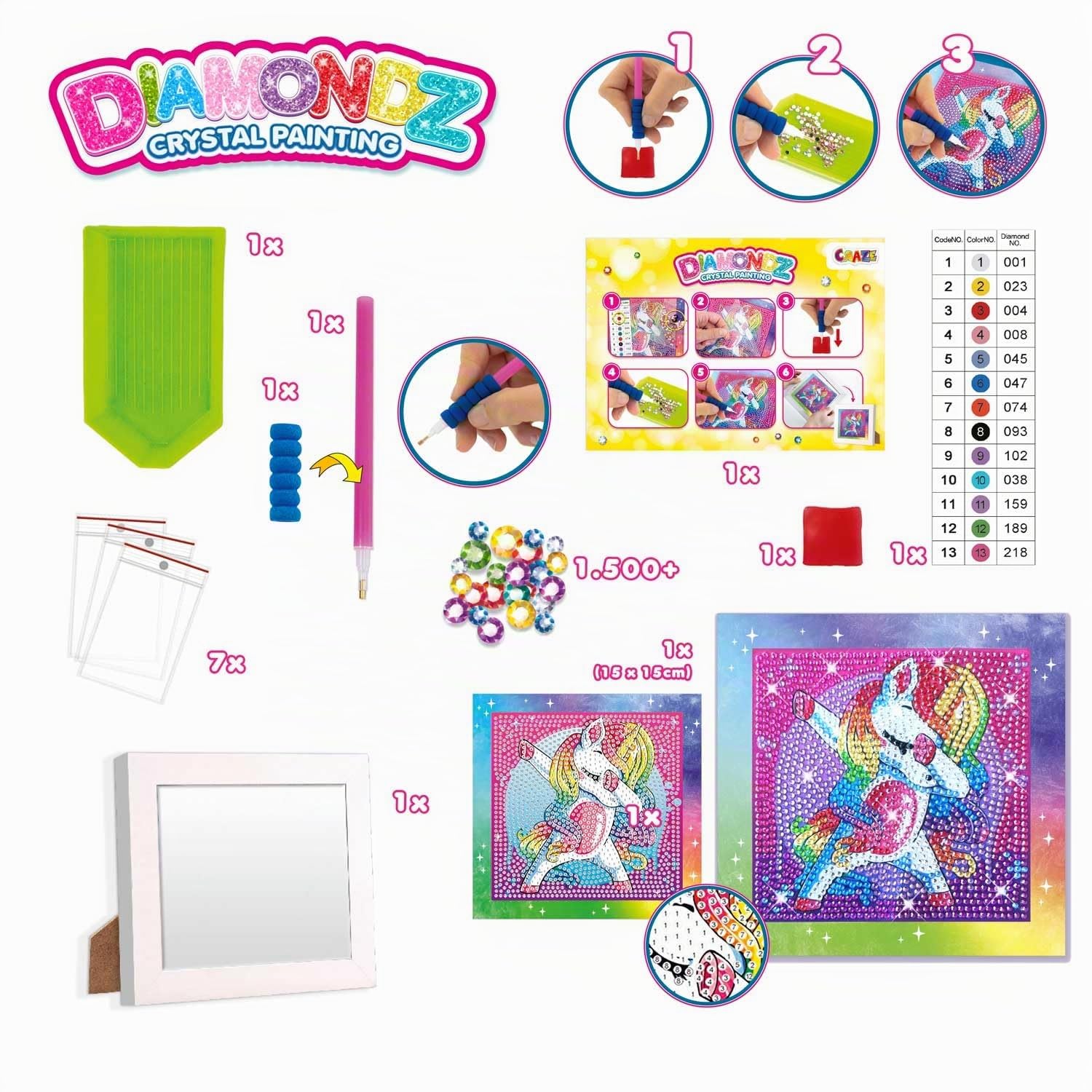 craze-diamondz-crystal-painting-starter-set-einhorn-mit-rahmen image 6