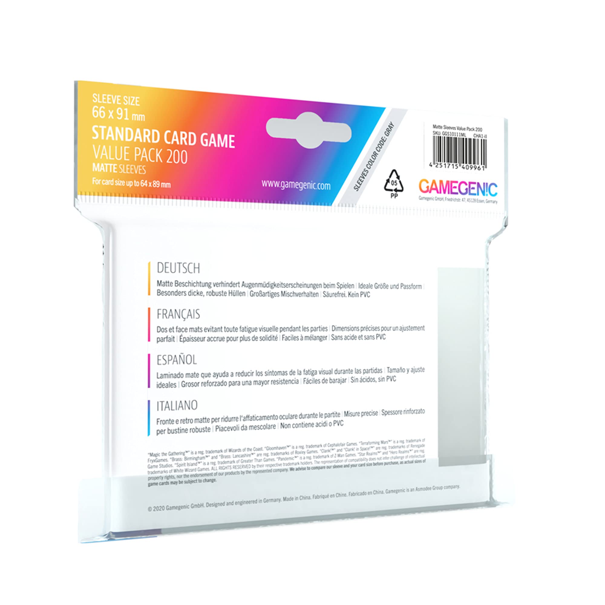 gamegenic-matte-standard-sleeve-value-pack-200-kartenh-llen image 2